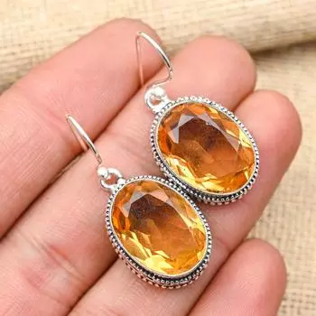 Ювелирные серьги из стерлингового серебра 925 пробы с морганитом ручной работы для свадебного подарка 1.60 Inches оранжевый