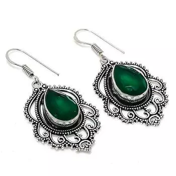 Ювелирные серьги из стерлингового серебра 925 пробы с изумрудом, 1,85 дюйма y5U75 зелёный