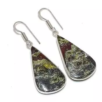 Ювелирные серьги из стерлингового серебра 925 пробы с натуральным драгоценным камнем «Кровь дракона» 1,85 дюйма Z2M83