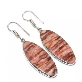 Ювелирные серьги из стерлингового серебра 925 пробы с натуральной капучино и яшмой 2,01 дюйма t1a04