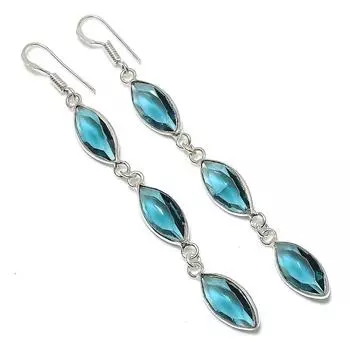 Ювелирные серьги из стерлингового серебра 925 пробы с натуральным кварцем иолитом 3,19 дюйма W4U15