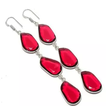 Ювелирные серьги из стерлингового серебра 925 пробы с натуральным мозамбикским гранатом 3,94 дюйма p4P46