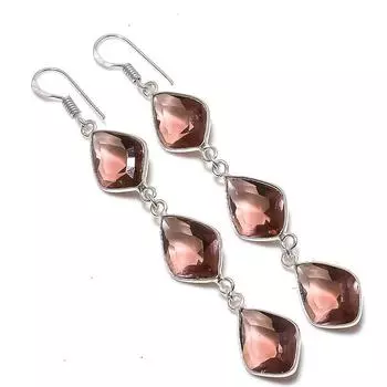 Ювелирные серьги из стерлингового серебра 925 пробы с натуральным морганитом 3,23 дюйма w5n39