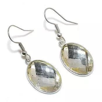 Ювелирные серьги из стерлингового серебра 925 пробы с натуральным лимонным топазом 1,54 дюйма S9w23