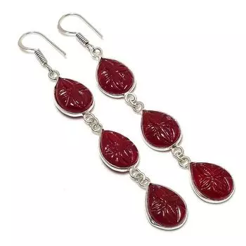 Ювелирные серьги из стерлингового серебра 925 пробы с натуральным мозамбикским гранатом 3,27 дюйма w3c25