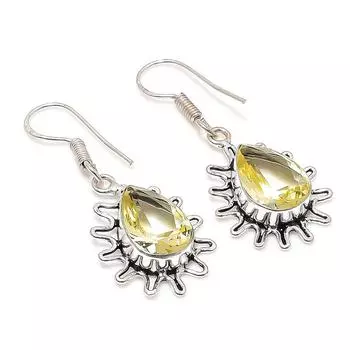 Ювелирные серьги из стерлингового серебра 925 пробы с цитрином 1,77 дюйма, подарок для нее 1.77 жёлтый