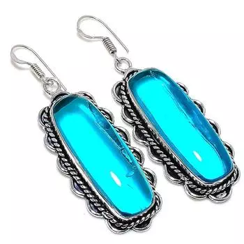 Ювелирные серьги из стерлингового серебра 925 пробы с натуральным швейцарским голубым топазом 2,44 дюйма i1z52