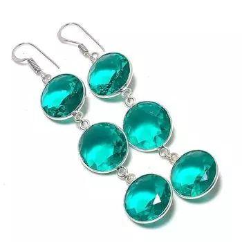 Ювелирные серьги из стерлингового серебра 925 пробы с натуральным индиколитом и турмалином 3,15 дюйма w3n63