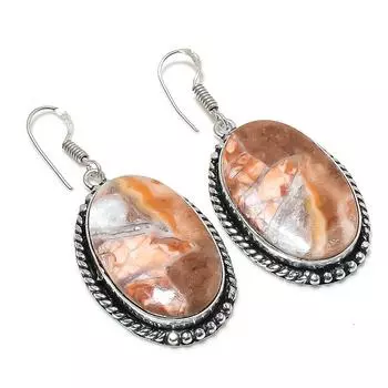 Ювелирные серьги из стерлингового серебра 925 пробы с агатовым камнем Laguna Lace Agate 2,17 дюйма Q0P98