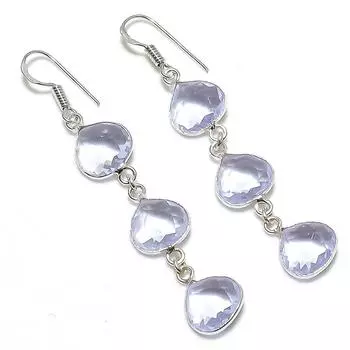 Ювелирные серьги из стерлингового серебра 925 пробы с натуральным белым топазом 2,60 дюйма u9A36