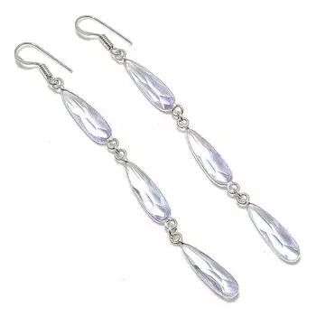 Ювелирные серьги из стерлингового серебра 925 пробы с натуральным белым топазом 3,86 дюйма S2q98