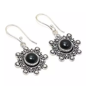 Ювелирные серьги из стерлингового серебра 925 пробы с черным ониксом, 1,58 дюйма, e6E58 чёрный