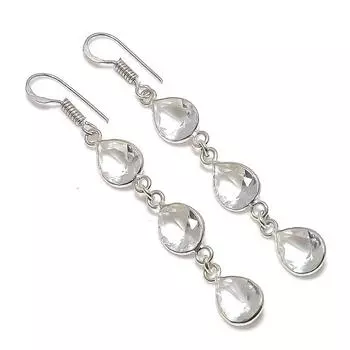 Ювелирные серьги из стерлингового серебра 925 пробы с натуральным белым топазом 2,56 дюйма u2g67