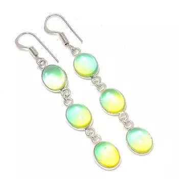 Ювелирные серьги из стерлингового серебра 925 пробы с натуральным двухцветным турмалином 2,56 дюйма W6r43