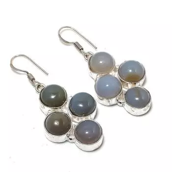 Ювелирные серьги из стерлингового серебра 925 пробы с натуральным лабрадоритом 1,97 дюйма P2l84