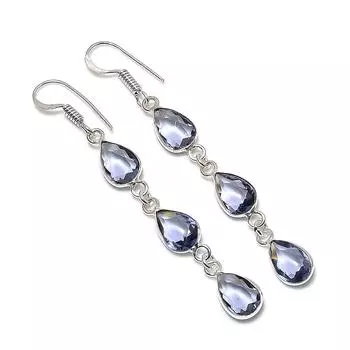 Ювелирные серьги из стерлингового серебра 925 пробы с натуральным аметистом 2,56 дюйма o6p05