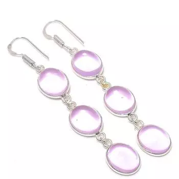 Ювелирные серьги из стерлингового серебра 925 пробы с натуральным розовым кунцитом, 2,76 дюйма, y1q37