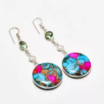 Ювелирные серьги Колючая устрица с драгоценным камнем Перидот 925 пробы, посеребренные, 2,65 дюйма