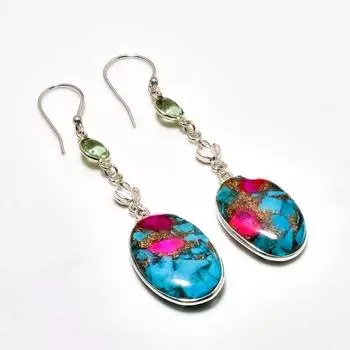 Ювелирные серьги Колючая устрица с драгоценным камнем цаворит 925 пробы, посеребренные, 2,65 дюйма