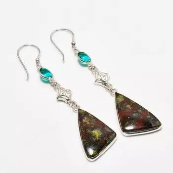 Ювелирные серьги «Кровь дракона» и драгоценный камень «Голубой топаз» 925 пробы с серебряным покрытием 2,65 дюйма