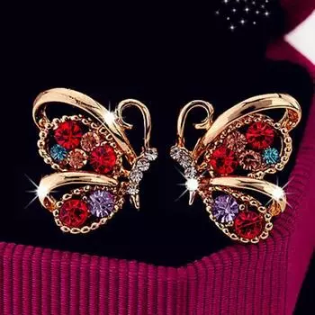 Ювелирные серьги крылья бабочек разноцветный