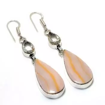 Ювелирные серьги Мукаит с белым топазом 925 пробы, посеребренные, 2,46 дюйма