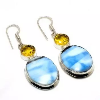 Ювелирные серьги Owhyee с опалом и цитрином 925 пробы, посеребренные, 1,89 дюйма