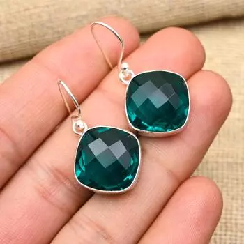 Ювелирные серьги ручной работы из чистого серебра 925 пробы с индиколитом для женщин 1.5 Inches синий