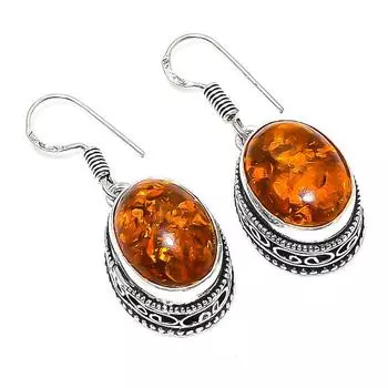 Ювелирные серьги ручной работы из серебра 925 пробы с балтийским янтарем 1,50 1.5 оранжевый