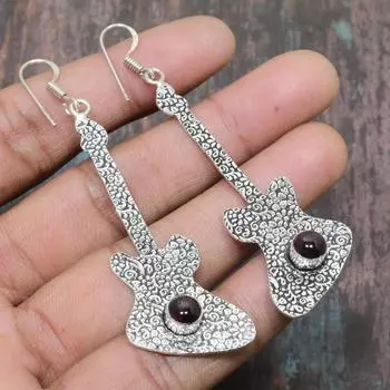 Ювелирные серьги ручной работы из стерлингового серебра 925 пробы с гессонитом и гранатом для женщин 2.36 Inches красный