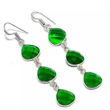 Ювелирные серьги ручной работы из стерлингового серебра 925 пробы с натуральным драгоценным камнем перидот 2,76 дюйма D6p09