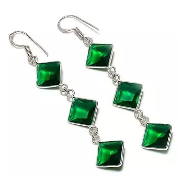 Ювелирные серьги ручной работы из стерлингового серебра 925 пробы с натуральным драгоценным камнем перидот 2,96 дюйма j2B53