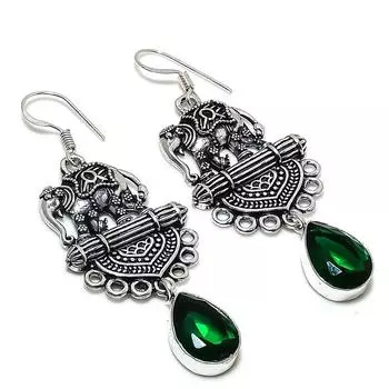 Ювелирные серьги ручной работы из стерлингового серебра 925 пробы с натуральным драгоценным камнем перидот 2,56 дюйма P0v02