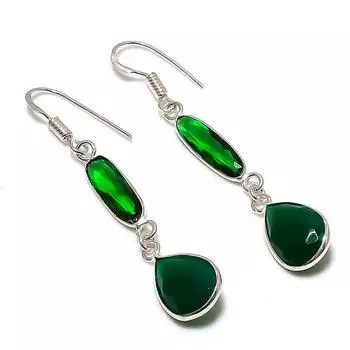 Ювелирные серьги ручной работы из стерлингового серебра 925 пробы с натуральным драгоценным камнем перидот 2,25 дюйма M4E42