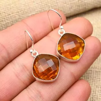 Ювелирные серьги ручной работы из стерлингового серебра 925 пробы с морганитом для нее 1.5 Inches оранжевый