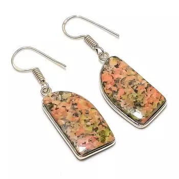 Ювелирные серьги ручной работы из стерлингового серебра 925 пробы с натуральным драгоценным камнем унакитом 1,69 дюйма k3K26