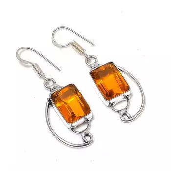 Ювелирные серьги ручной работы из стерлингового серебра 925 пробы с медовым топазом 1,85 дюйма u2j65