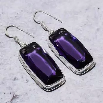 Ювелирные серьги ручной работы из стерлингового серебра 925 пробы с аметистовым камнем 2,01 дюйма T6Q55