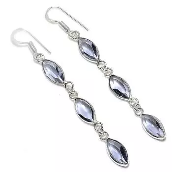 Ювелирные серьги ручной работы из стерлингового серебра 925 пробы с драгоценным камнем NaturalIolite, 2,84 дюйма, W7h16