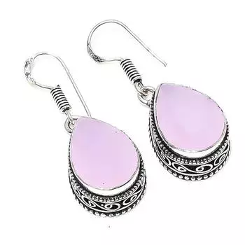 Ювелирные серьги ручной работы из стерлингового серебра 925 пробы с розовым халцедоном 1,50 1.5 розовый