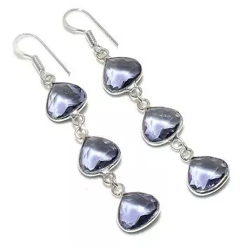 Ювелирные серьги ручной работы из стерлингового серебра 925 пробы с натуральным драгоценным камнем 2,60 дюйма b0c70