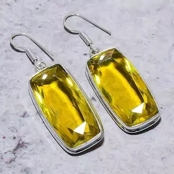 Ювелирные серьги ручной работы из стерлингового серебра 925 пробы с драгоценным камнем лимонный топаз 2,01 дюйма y3n71