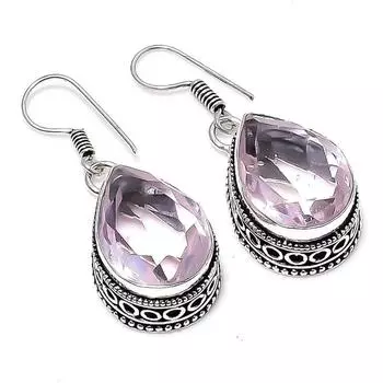 Ювелирные серьги ручной работы из стерлингового серебра 925 пробы с розовым кунцитом 1,50 1.5 розовый