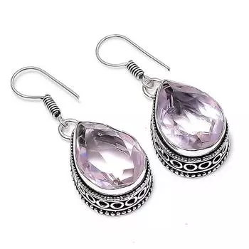 Ювелирные серьги ручной работы из стерлингового серебра 925 пробы с розовым кунцитом 1,50 1.5 розовый