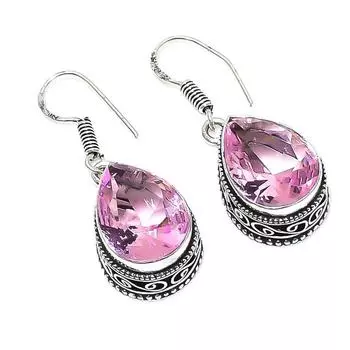 Ювелирные серьги ручной работы из стерлингового серебра 925 пробы с розовым кунцитом 1,50 1.5 розовый