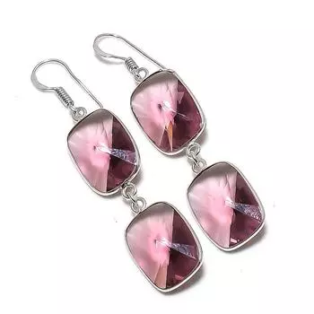 Ювелирные серьги ручной работы из стерлингового серебра 925 пробы с аметистовым драгоценным камнем 2,48 дюйма U8K22