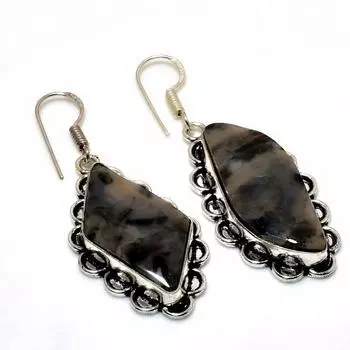Ювелирные серьги ручной работы с агатом 925 пробы, посеребренные, 1,89 дюйма, океанский дым