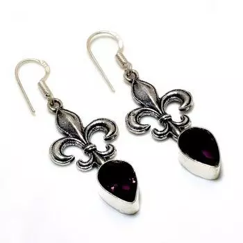 Ювелирные серьги ручной работы с аметистом 925 пробы, посеребренные, 1,89 дюйма