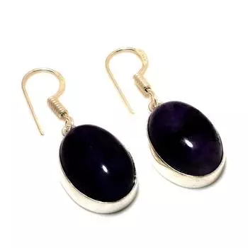 Ювелирные серьги ручной работы с аметистом 925 пробы, посеребренные, 1,51 дюйма