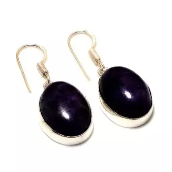 Ювелирные серьги ручной работы с аметистом 925 пробы, посеребренные, 1,51 дюйма